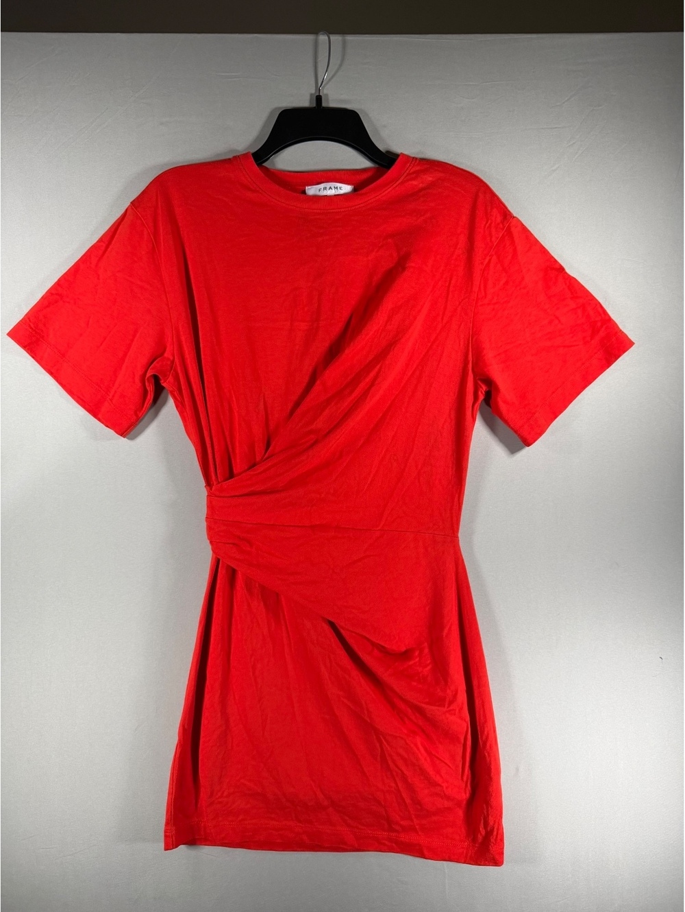 FRAME Red Short Sleeve Mini Dress with Twist Detail XS